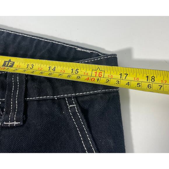 Hot Topic Denim Carpenter Cargo Pants 11 Womens Black Green Hi Rise Straight Leg - Picture 6 of 7